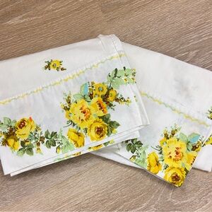 Vintage Floral Yellow and Green Pillowcases. Cottagecore